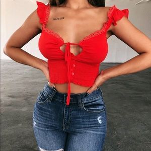 OOTDfash Fabiola red off the shoulder top